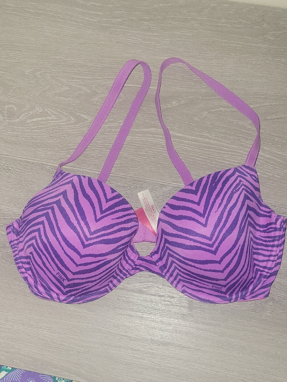 PINK Victoria's Secret Purple Zebra Print Push-Up Bra